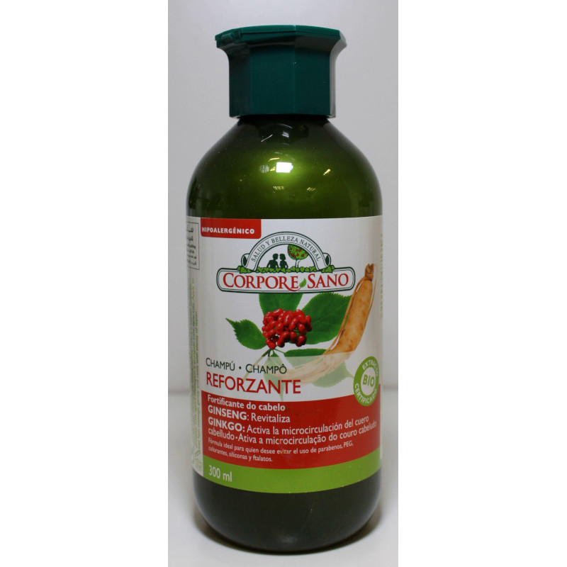 CHAMPU REFORZANTE - GINKO BILOBA  Y GINSENG - BIO / VEGAN - 300 ML - CORPORE SANO