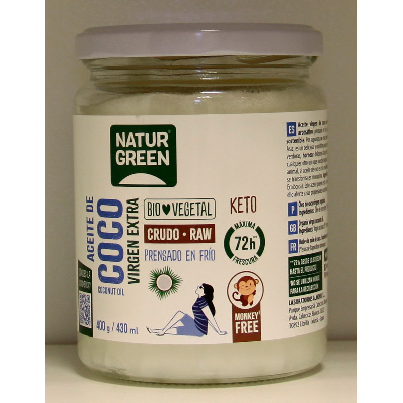 ACEITE DE COCO - VIRGEN ORGANICO 400 g - NATUR GREEN